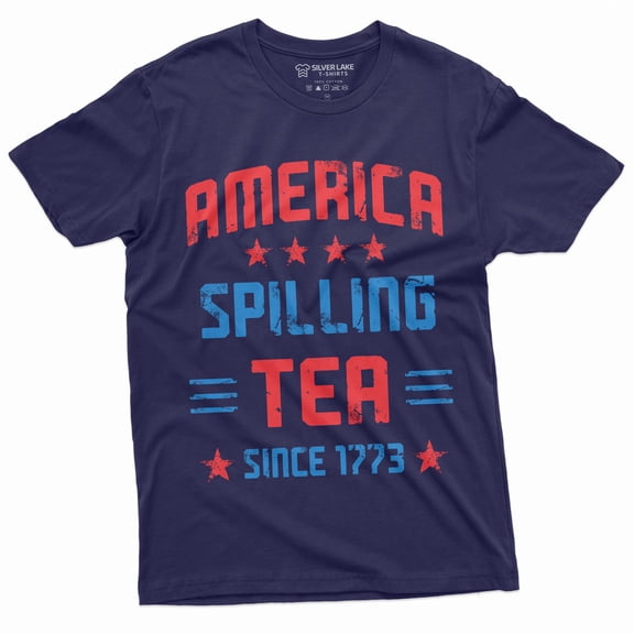 Mens Spelling Tea Since 1776 4Th Of July T-Shirt Independence Day Fourth Funny Tshirt (Large Navy Blue)