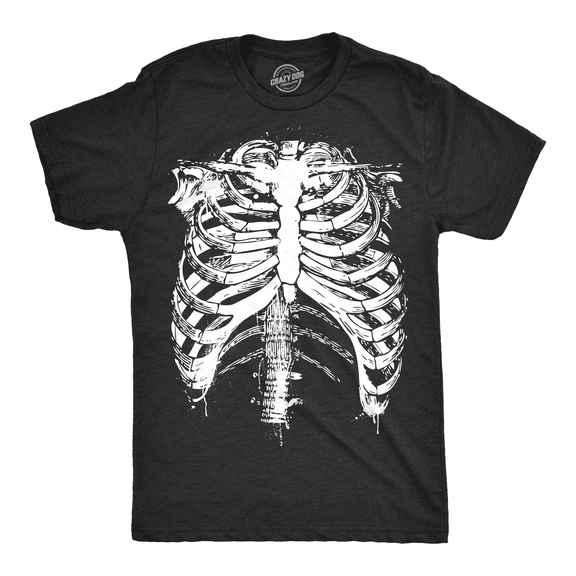 Mens Splattered Rib Cage T Shirt Cool Skeleton Costume Halloween Tee for Guys Graphic Tees