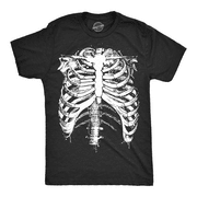 Mens Splattered Rib Cage T Shirt Cool Skeleton Costume Halloween Tee for Guys Graphic Tees