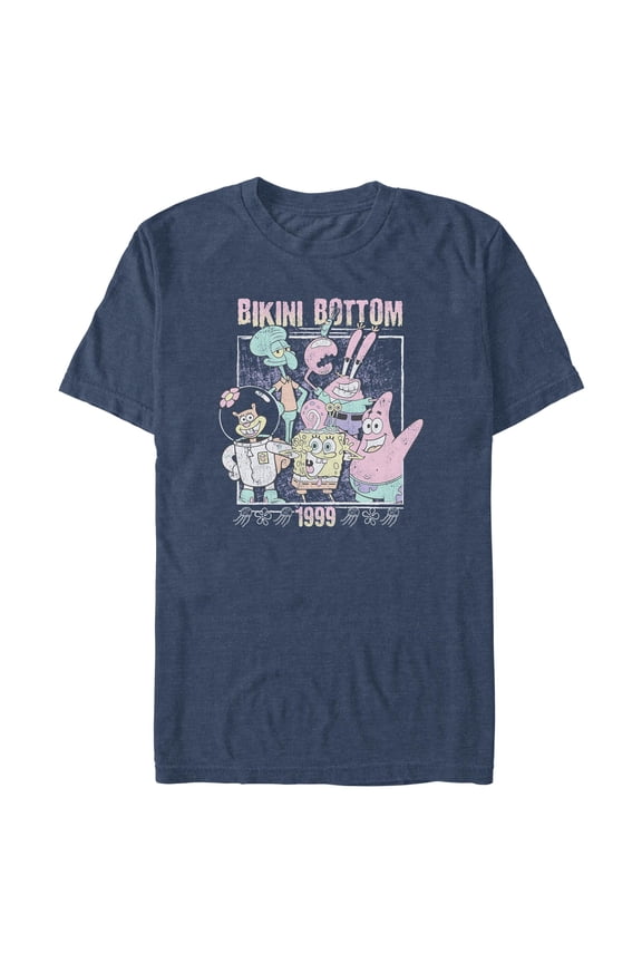Mens SpongeBob SquarePants Vintage Bikini Group Shot T Shirt