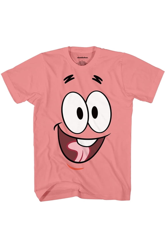 Mens Spongebob Squarepants Classic Shirt - Spongebob, Patrick, Squidward & Mr Krab Big Face T-Shirt Pink, X-Large