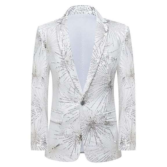 Mens Sport Coat Qiggri Men's Sequin Performance Ceremonial Dress Party Suit Single Breasted Suit Jacket