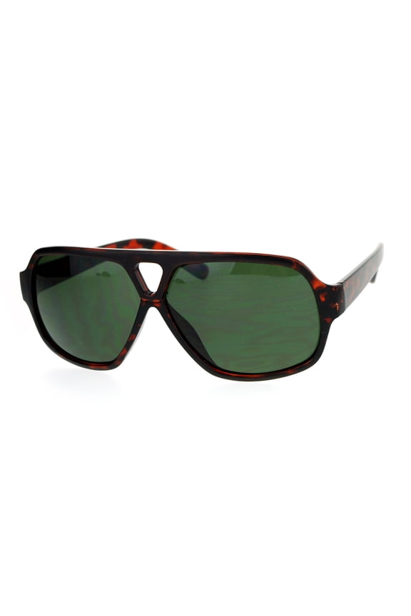Mens Sport Plastic Racer Aviator Plastic Sunglasses Tortoise Green