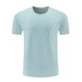 thumbnail image 1 of Mens Sport Shirts Breathable Short Sleeve Stretch Soft Gym Athlete Tshirt Muscle Workout Training Tees with Pocket, 1 of 8