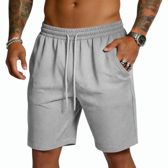 Mens Sport Shorts Essentials Vacation Beach Wide Leg Summer Beach Short Short Pant with Pockets Baggy 2026, L