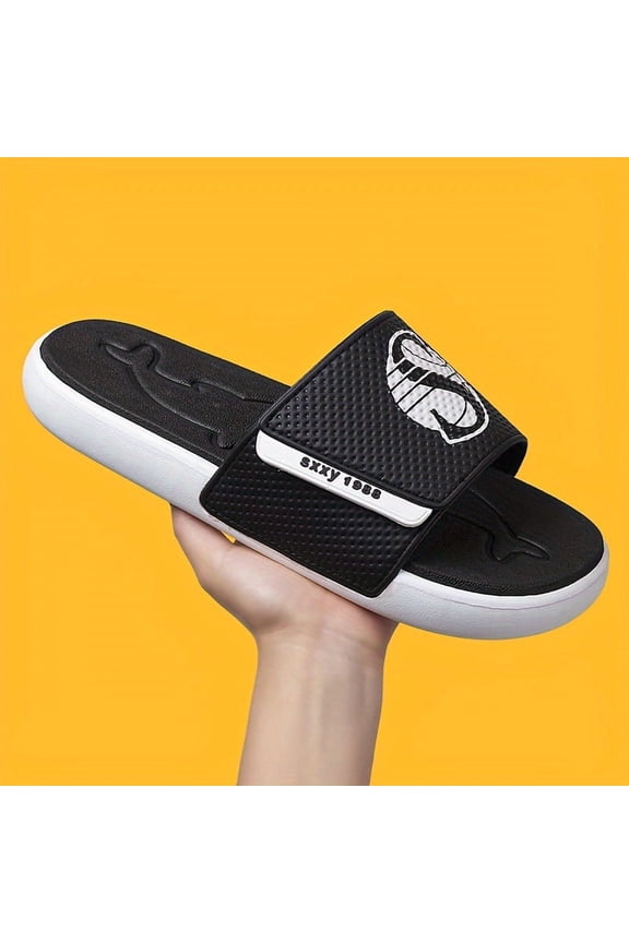 Mens Sport Slides with Adjustable Strap Non Slip Summer Beach Sandals Comfortable Arch Support House Slippers for Men Durable Outdoor Walking Shoes Soft Cushioned Athletic Slides