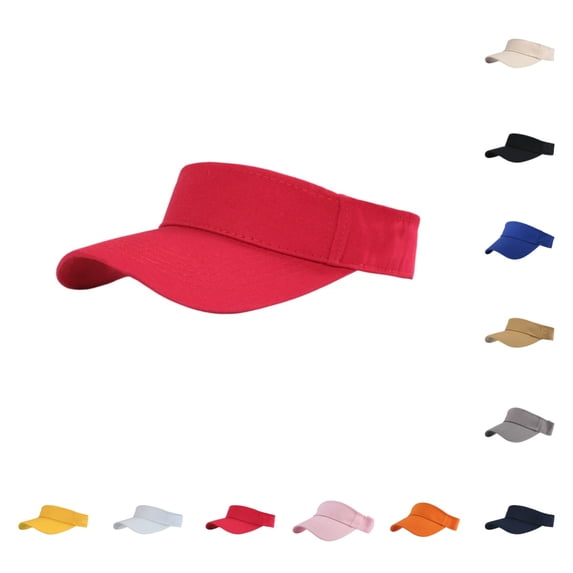 Mens Sport Sun Visor Hat Adjustable Empty Top Baseball Visor Cap Outdoor Lightweight Running Golf Sun Protection Caps Red