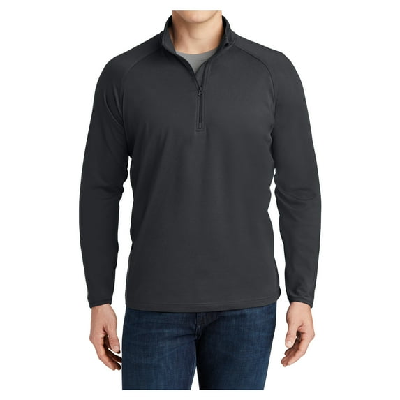 Mens Sport Wick Stretch 1/2 Zip Polyester/Spandex Pullover Charcoal Grey 3XL
