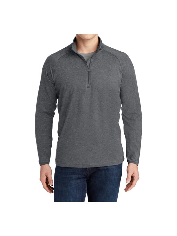 Mens Sport Wick Stretch 1/2 Zip Polyester/Spandex Pullover Charcoal Grey Heather 3XL