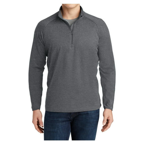 Mens Sport Wick Stretch 1/2 Zip Polyester/Spandex Pullover Charcoal Grey Heather XL