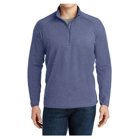 Mens Sport Wick Stretch 1/2 Zip Polyester/Spandex Pullover True Navy Heather 2XL