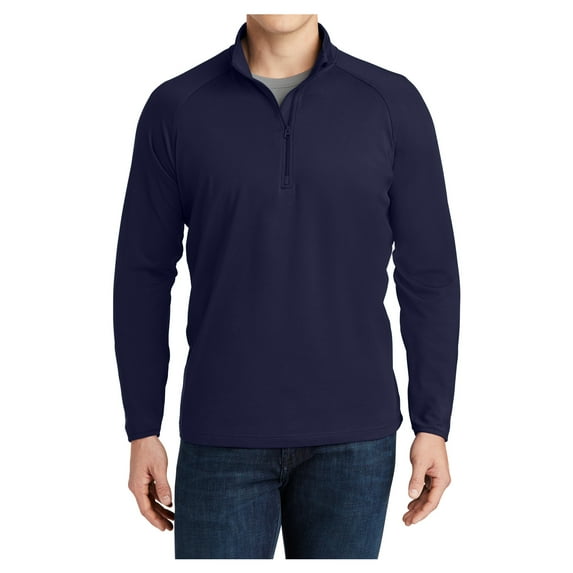 Mens Sport Wick Stretch 1/2 Zip Polyester/Spandex Pullover True Navy L