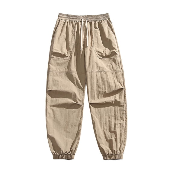 Mens Sports Cargo Trousers Water Resistant Elastic Waist Drawstring Casual Outdoor Jogger Pants Fathers Gift