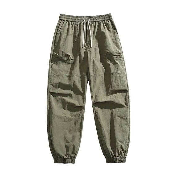 Mens Sports Cargo Trousers Water Resistant Elastic Waist Drawstring Casual Outdoor Jogger Pants Fathers Gift