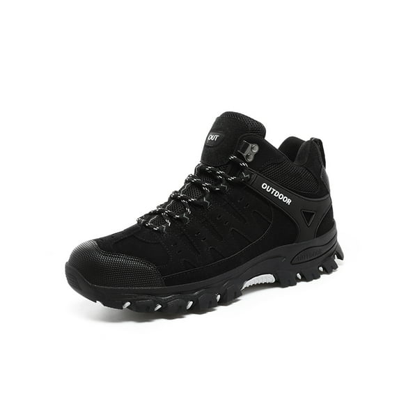 Mens Sports Hiking Boots Lightweight Outdoor Work Boots Breathable Non-slip Driving Boots Casual Bare Boots Black 9 UK