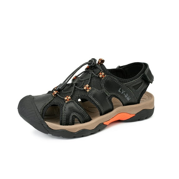 Mens Sports Sandals Outdoor Non-slip Hiking Shoes Summer Comfortable Beach Shoes Lightweight Closed Toe Water Shoes Black 6.5 UK