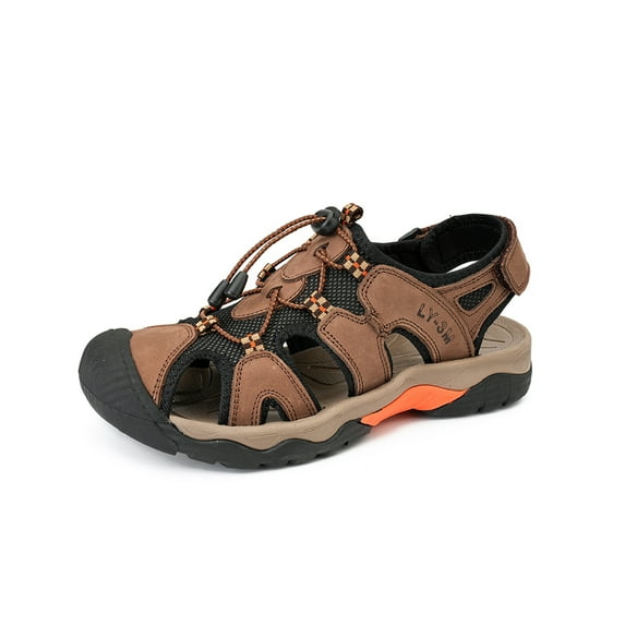 Mens Sports Sandals Outdoor Non-slip Hiking Shoes Summer Comfortable Beach Shoes Lightweight Closed Toe Water Shoes Brown 8 UK