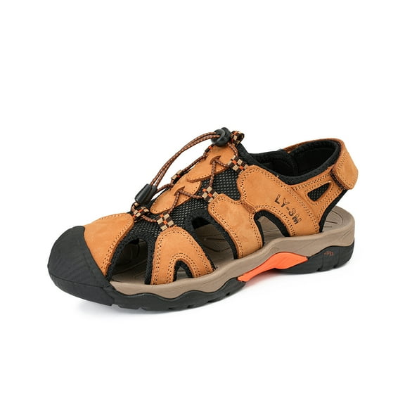 Mens Sports Sandals Outdoor Non-slip Hiking Shoes Summer Comfortable Beach Shoes Lightweight Closed Toe Water Shoes Yellow 8 UK