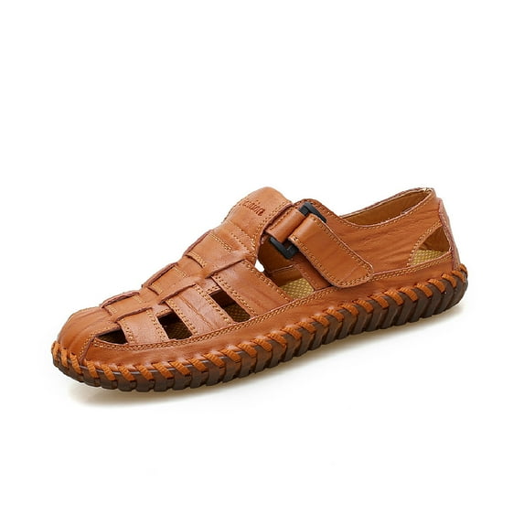 Mens Sports Sandals Summer Closed Toe Beach Shoes Outdoor Breathable Non-slip Fisherman Shoes Adjustable Casual Shoes Brown 9 US