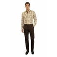 thumbnail image 1 of Mens Sports Shirt by DE-NIKO Long Sleeves Fashion Prints Soft Modal NK600 Khaki, 1 of 8