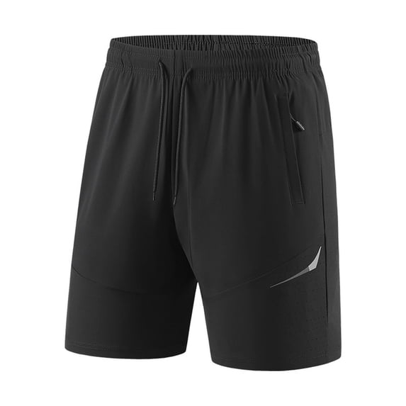 Mens Sports Shorts Casual Ice-Silk Workout Running Short Pants with Zipper Pockets Summer Jogging Shorts