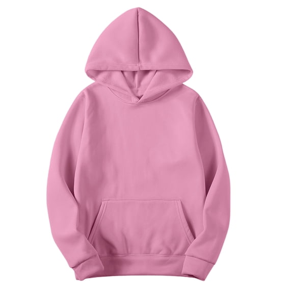 Mens Sports Sweatshirts Hooded Long Sleeve Loose Fashion Casual Solid Color Pullover Sweatshirt with Pockets Pink XXL