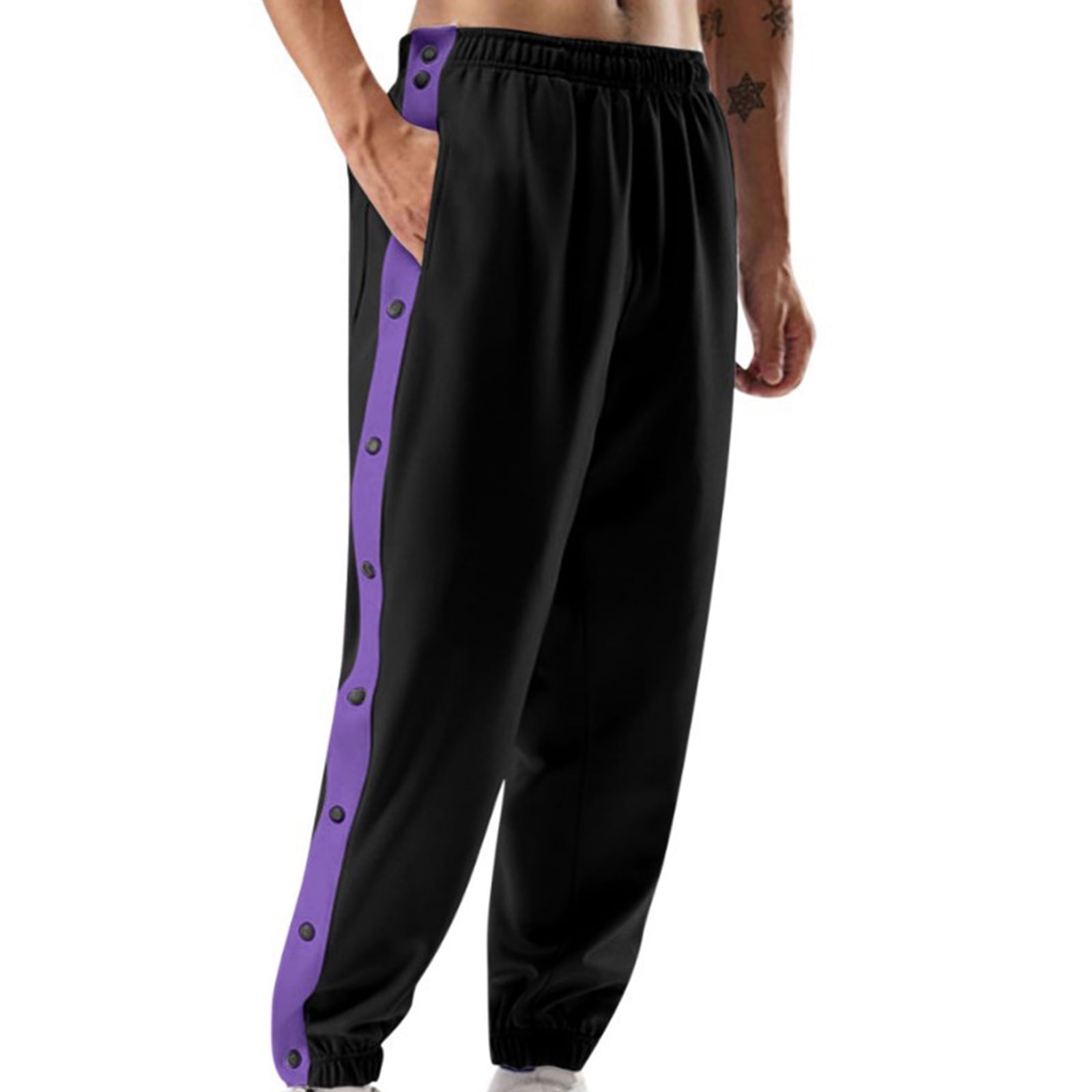 Mens Sports Trousers Joggers Casual Tear Away Pants Loose Fit