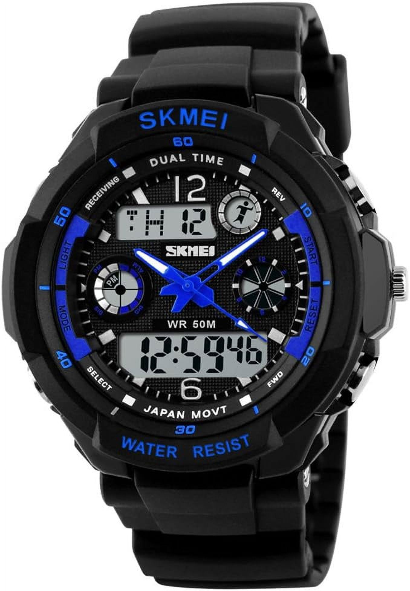 Mens Sports Watches Multifunction Dual Time Alarm Stopwatch 50M ...