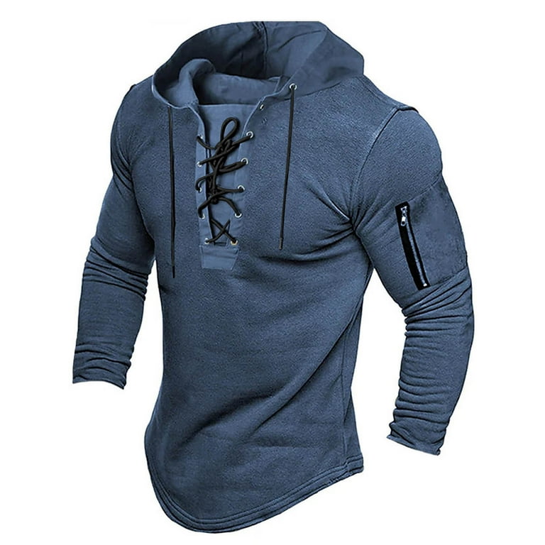 Mens Spring And Autumn Short Sleeve Hoodie Casual Solid Lace Raiders Hoodie for Men Up Hooded Long Sleeve Oversized Zip up Hoodie for Men Sweater Hoodie Men Rams Hoodie Walmart