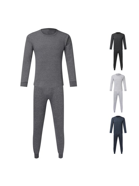 Mens Spring Autumn and Winter Fashion Solid Color Thick Thermal Underwear Set Leggings Bottoming Shirt Autumn Clothes Autumn Pants Night for Men Men's Suit Jacket Prom Suits Men Creme Suit