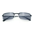 thumbnail image 1 of Mens Spring Hinge Narrow Rectangular Rimless Classy Metal Rim Sunglasses All Black, 1 of 4