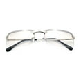 thumbnail image 1 of Mens Spring Hinge Narrow Rectangular Rimless Classy Metal Rim Sunglasses Silver - Clear, 1 of 4