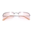 thumbnail image 1 of Mens Spring Hinge Narrow Rectangular Rimless Classy Metal Rim Sunglasses Silver - Pink, 1 of 4