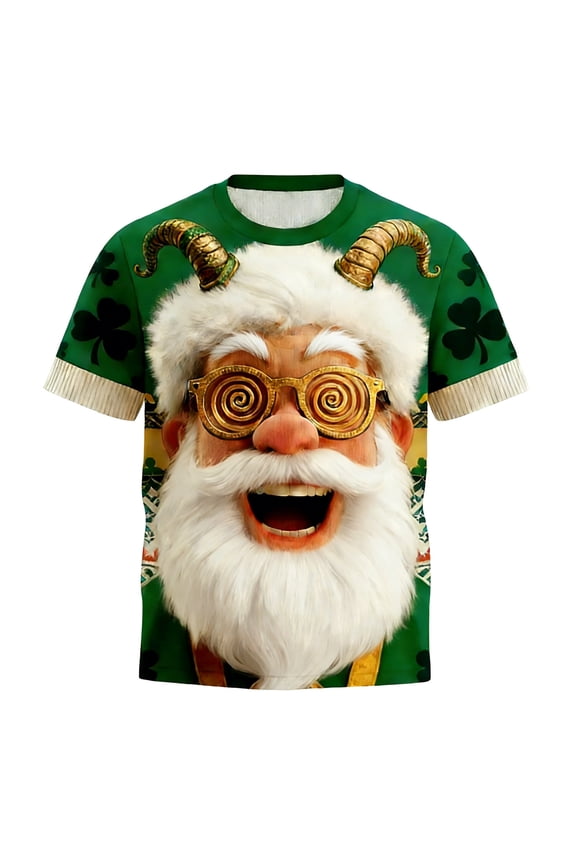 Mens Spring Shirt Graphic Print Short Sleeve Comfort Crew Neck Mens Clothing,Green,6XL