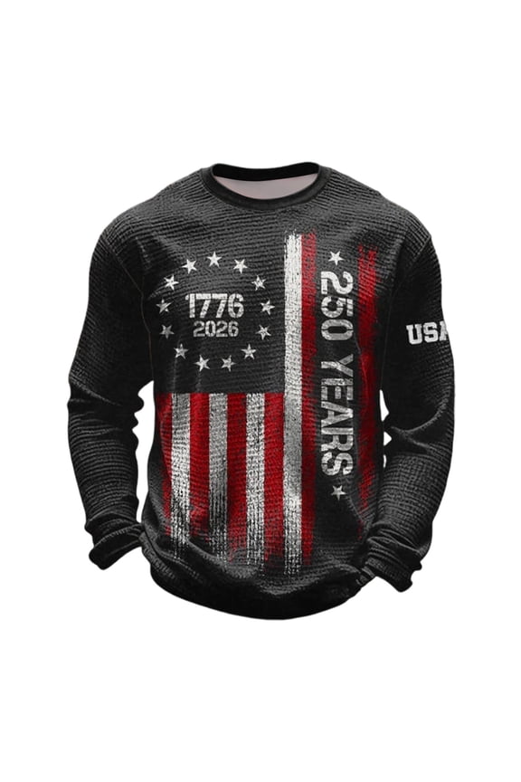 Mens Spring Shirt Usa 250Th Anniversary Commemorative Weave Oversized Mens Knit Tops,Dark Gray,2XL