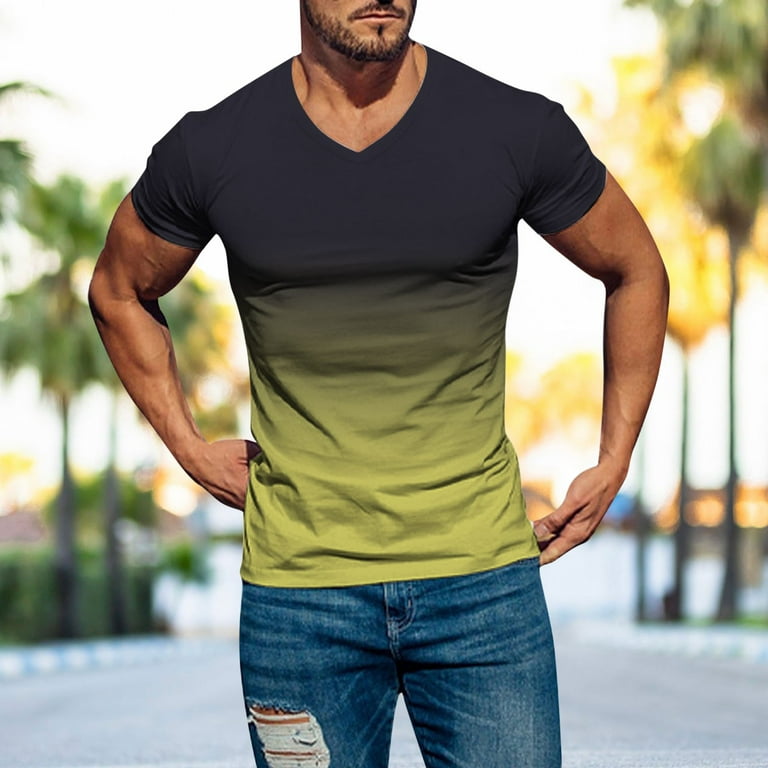 Mens Spring Summer Casual Sports Comfortable Soft Gradient Solid
