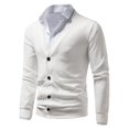 thumbnail image 1 of Mens SpringSummer Thin Casual Solid Color Large Pocket Knit Cardigan Sweater Jacket, 1 of 5