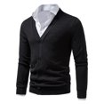 thumbnail image 1 of Mens SpringSummer Thin Casual Solid Color Large Pocket Knit Cardigan Sweater Jacket, 1 of 5