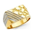 thumbnail image 1 of Mens Square Nugget Ring Solid 14k Yellow Gold Band Diamond Cut Textured Large Two Tone 12MM Size 12, 1 of 1