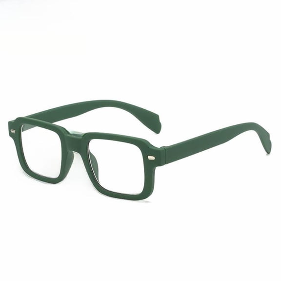 Mens Square Reading Glasses Classic Blue Light Blocking Matte Green Readers +1.00
