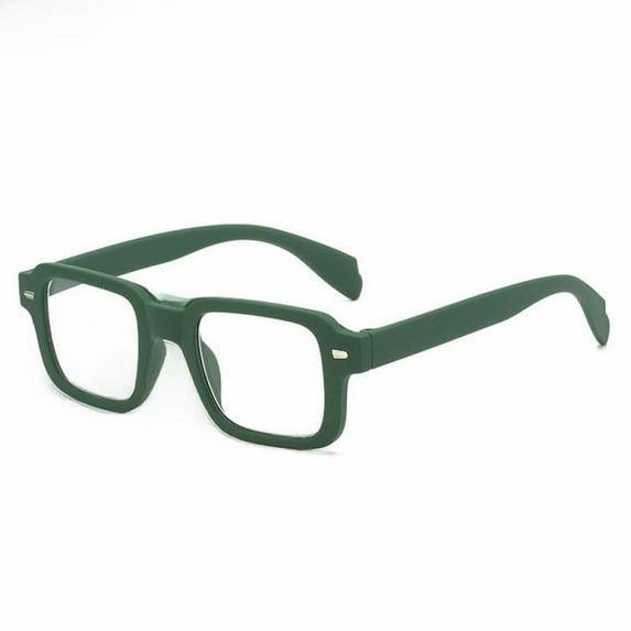 Mens Square Reading Glasses Classic Blue Light Blocking Matte Green Readers +3.00