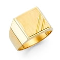 thumbnail image 1 of Mens Square Ring Solid 14k Yellow Gold Classic Design Diamond Cut Brushed Finish Genuine 14MM Size 12, 1 of 1