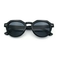 thumbnail image 1 of Mens Square Round Vintage Horn Rim Hipster Sunglasses All Black, 1 of 8