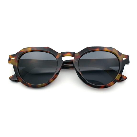 Mens Square Round Vintage Horn Rim Hipster Sunglasses Tortoise - Black