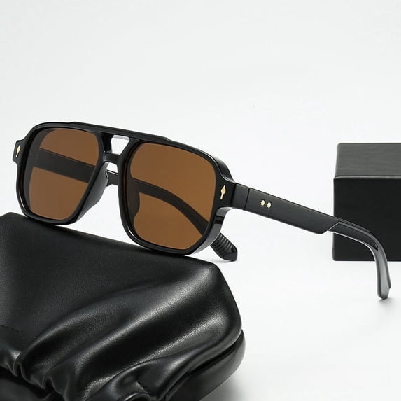 Mens Square Sunglasses UV400 Protection Fashion Toad Glasses Full Frame PC Lens Retro Eyewear Driving Outdoor Versatile
