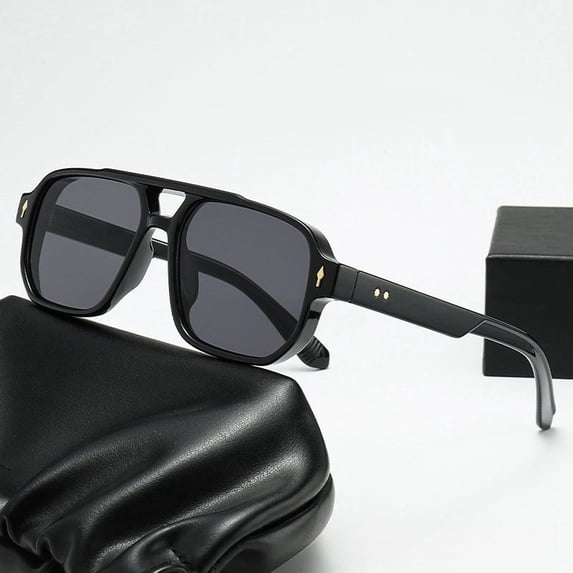 Mens Square Sunglasses UV400 Protection Fashion Toad Glasses Full Frame PC Lens Retro Eyewear Driving Outdoor Versatile