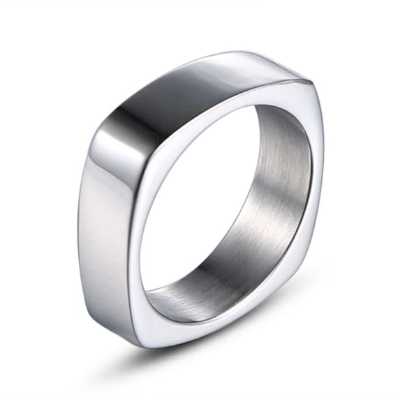 Mens Square Titanium Steel Ring Polished Band For Men Fashion Jewelry Gift For Him Elegant Classic Engagement Ring