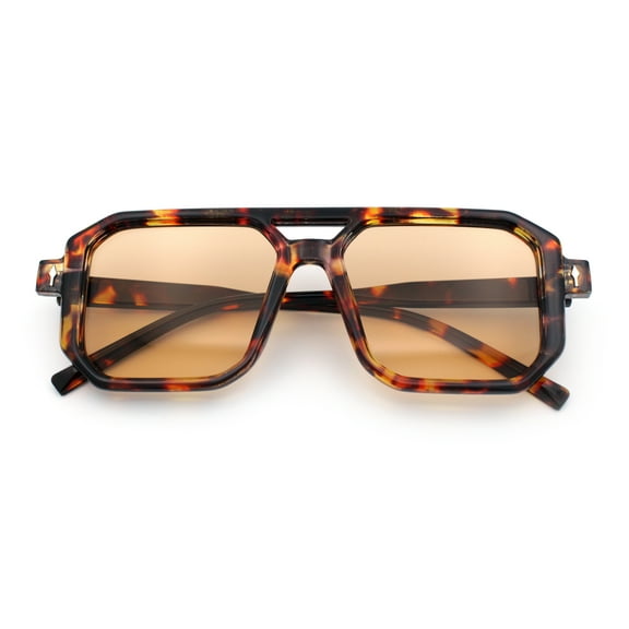 Mens Squared Rectangular Racer Plastic Urban Hipster Sunglasses Tortoise - Beige