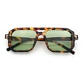 thumbnail image 1 of Mens Squared Rectangular Racer Plastic Urban Hipster Sunglasses Tortoise - Green, 1 of 7