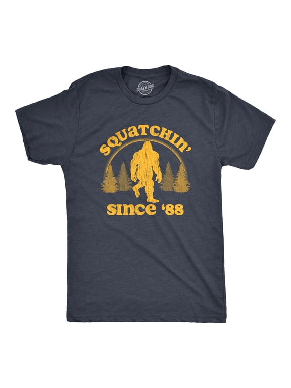 Mens Squatchin Since 88 T Shirt Funny Cool Retro Sasquatch Bigfoot Novelty Tee for Guys Graphic Tees
